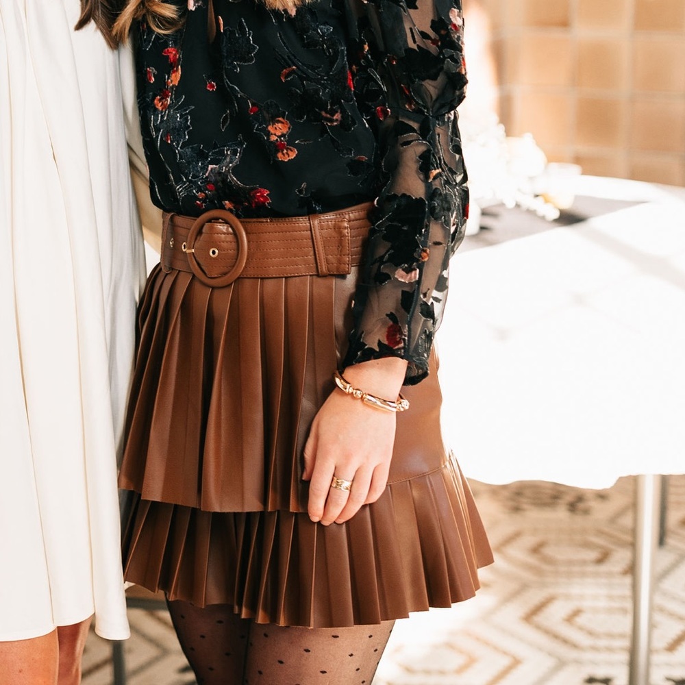 Zara Brown Leather Mini Skirt